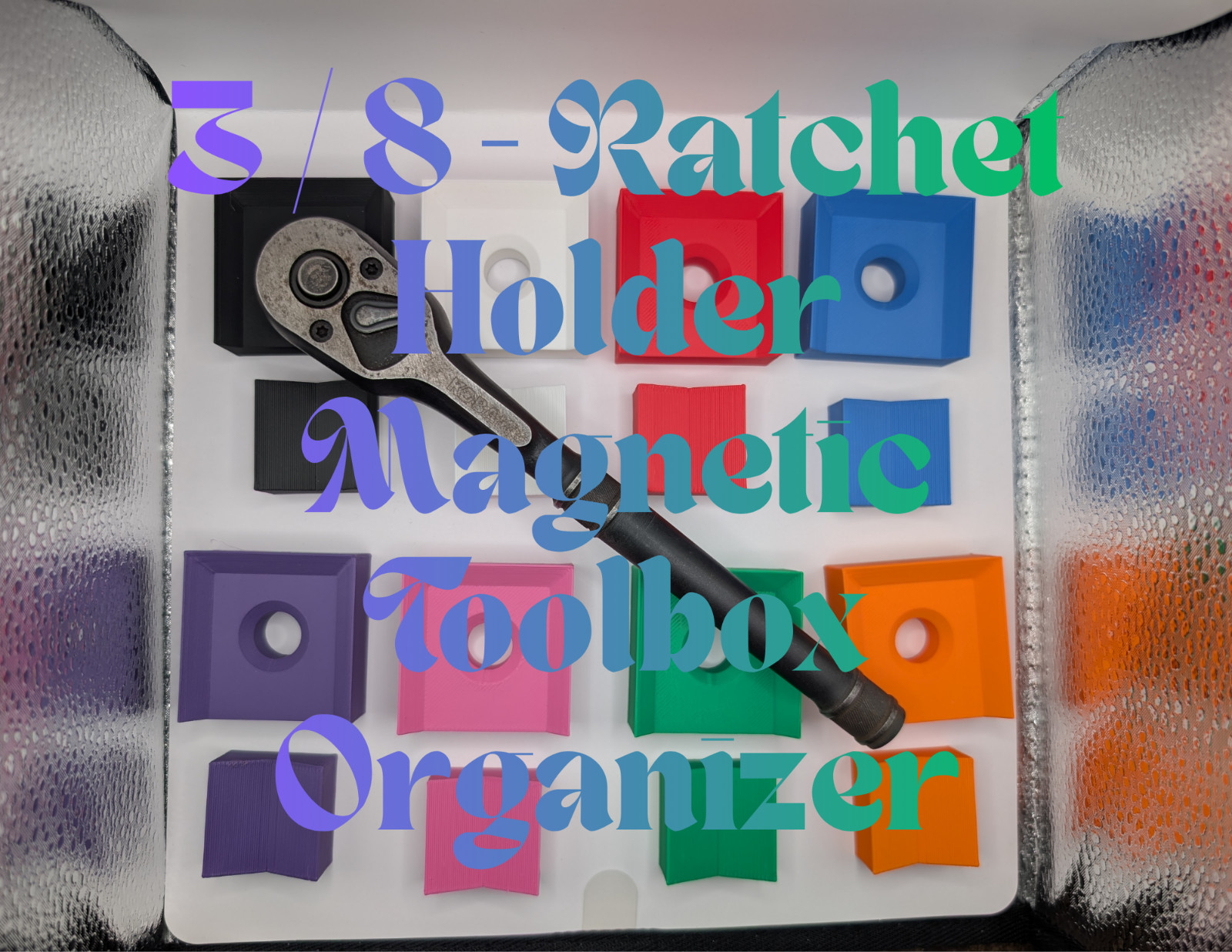 Magnetic 3/8 Inch Ratchet Holder | Toolbox Organizer Tray | Garage Tool Storage