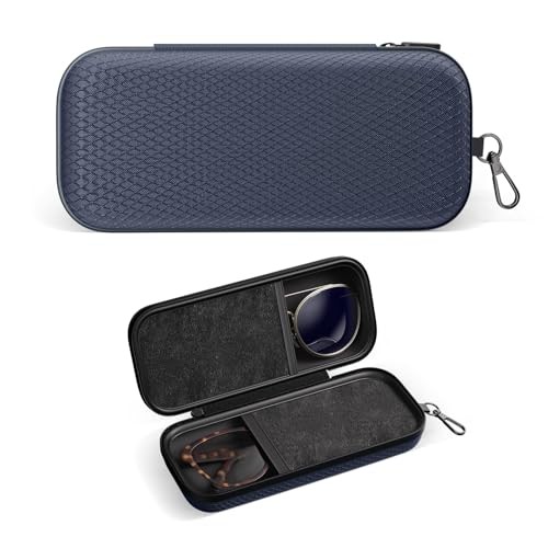 Double Eyeglasses Case Dual Sunglasses Case Hard Shell Glasses Case with Blue