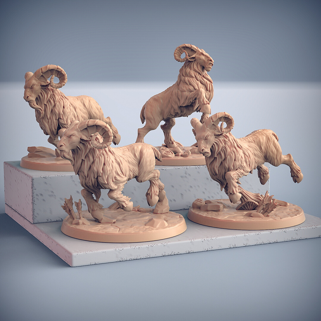 Skutagaard Dwarf Dwarven Ram Mount Miniature | D&D DnD |