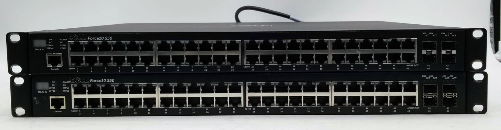 LOT OF 2 Dell Force10 S50 Gigabit Ethernet Switch S50-01-GE-48T w/Stacking Cable