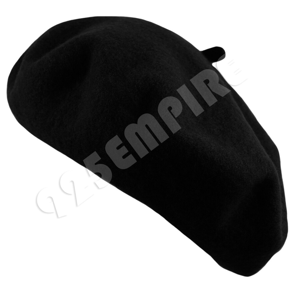 Women's French Beret Hat Solid Color Plain 100% Wool Classic Traditional Cap