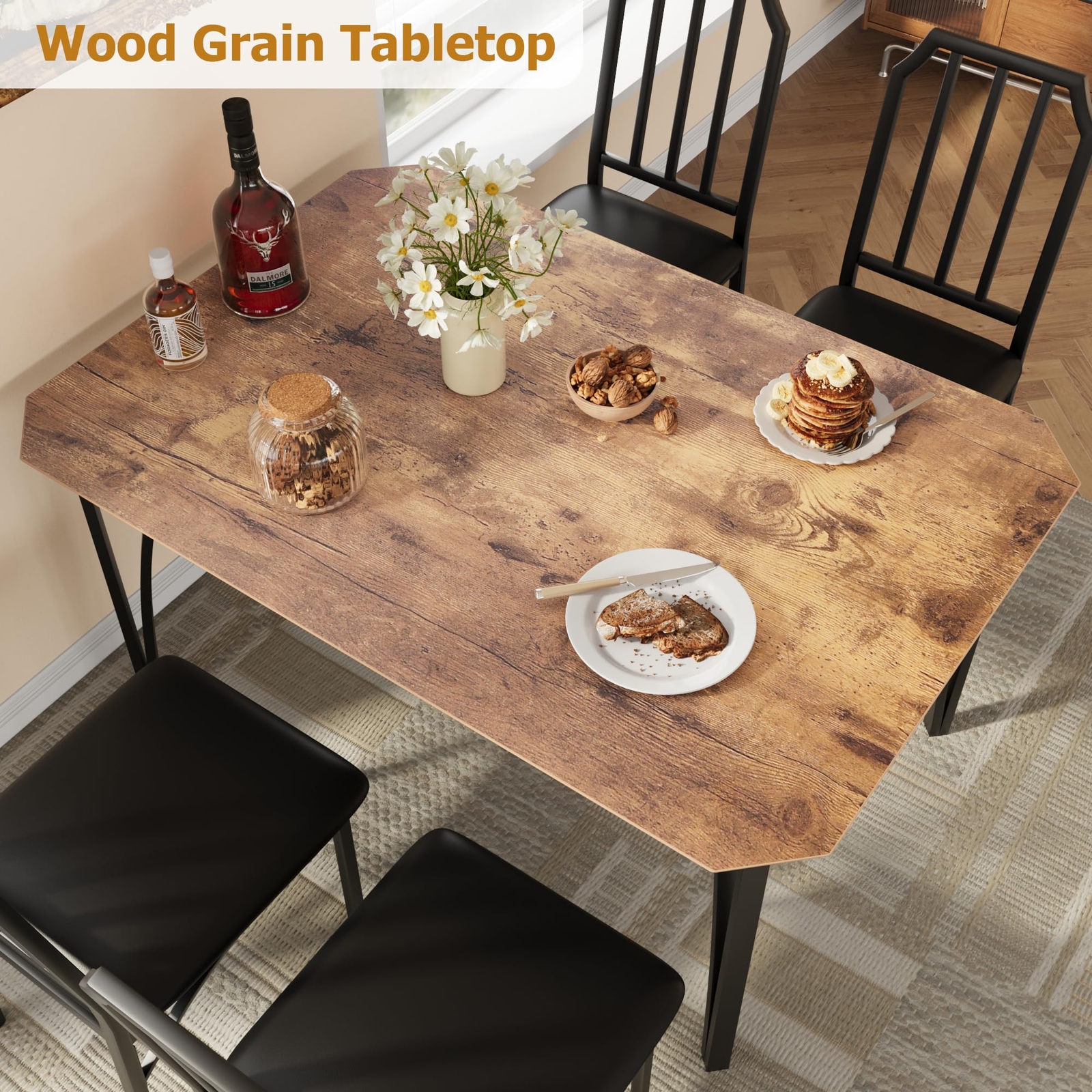 5 Piece Dining Room Table Set ,Home Kitchen Table and Chairs for Small Space NEW