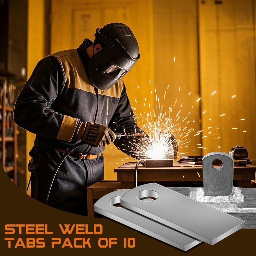 Versatile Steel Weld Tabs - 10-Piece Set with Flat Bottom Design, 2.6" High