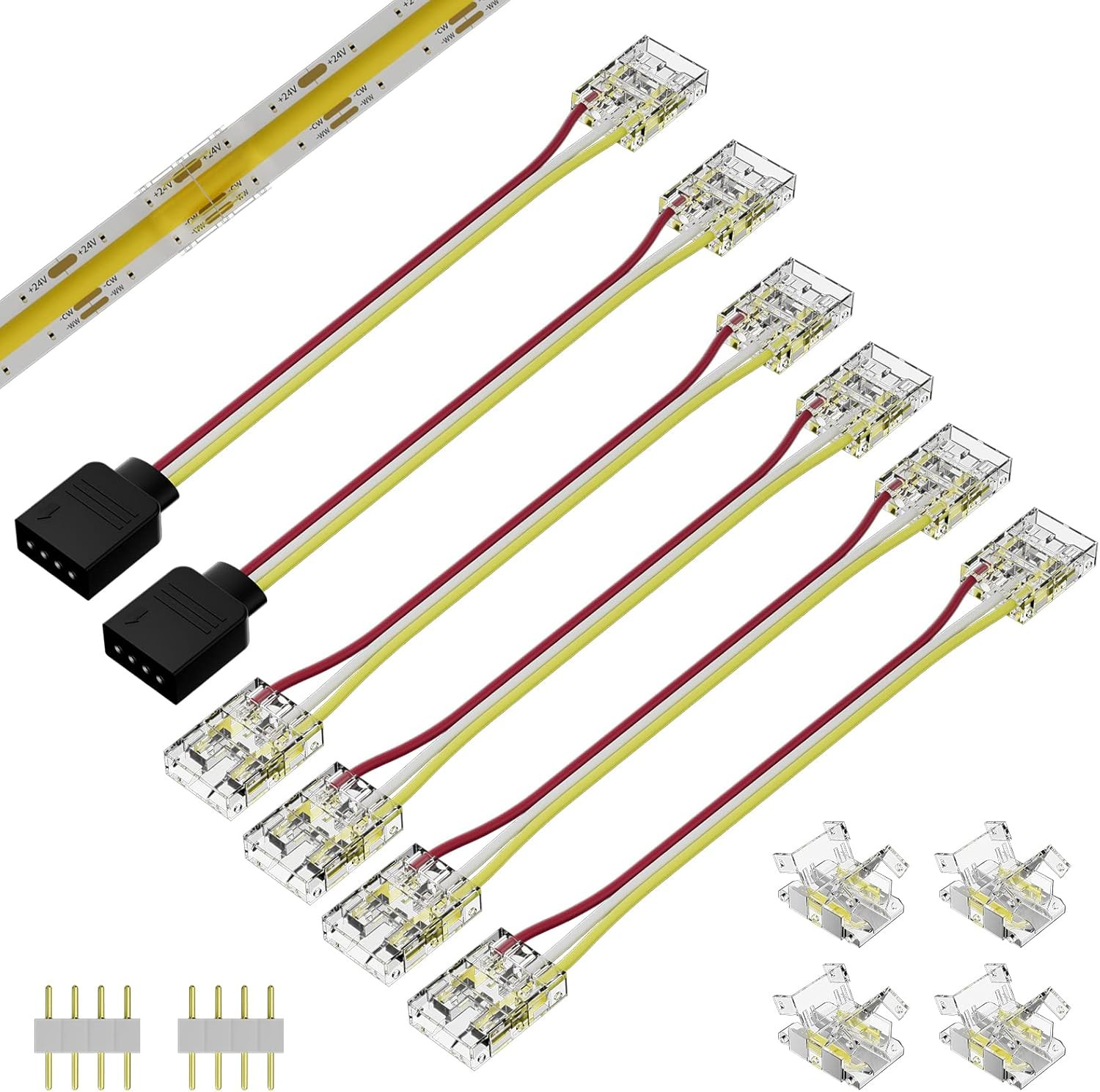 10Mm Connectors for CCT COB LED Strip Light 3 Pin Solderless Terminal Extension
