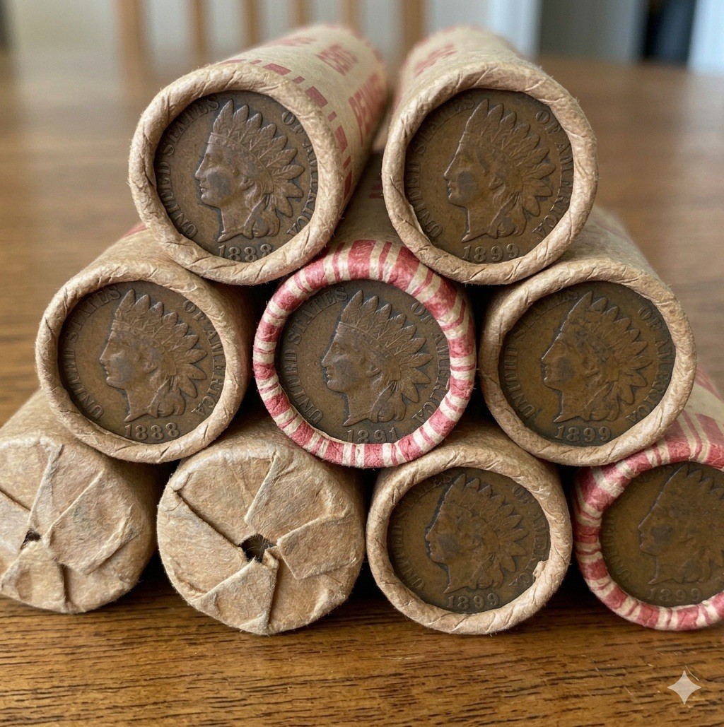 Lincoln Wheat Cent Roll w/Indian Head Penny Ender, Teens Twenties Thirties READ