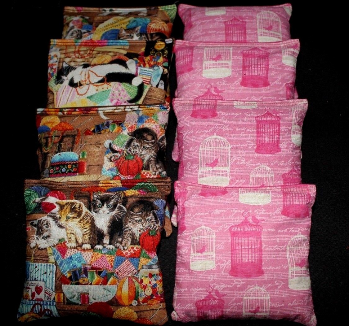 CAT KITTEN LOVERS BIRDS CAGE Set of 8 ACA Regulation Cornhole Bean Bags