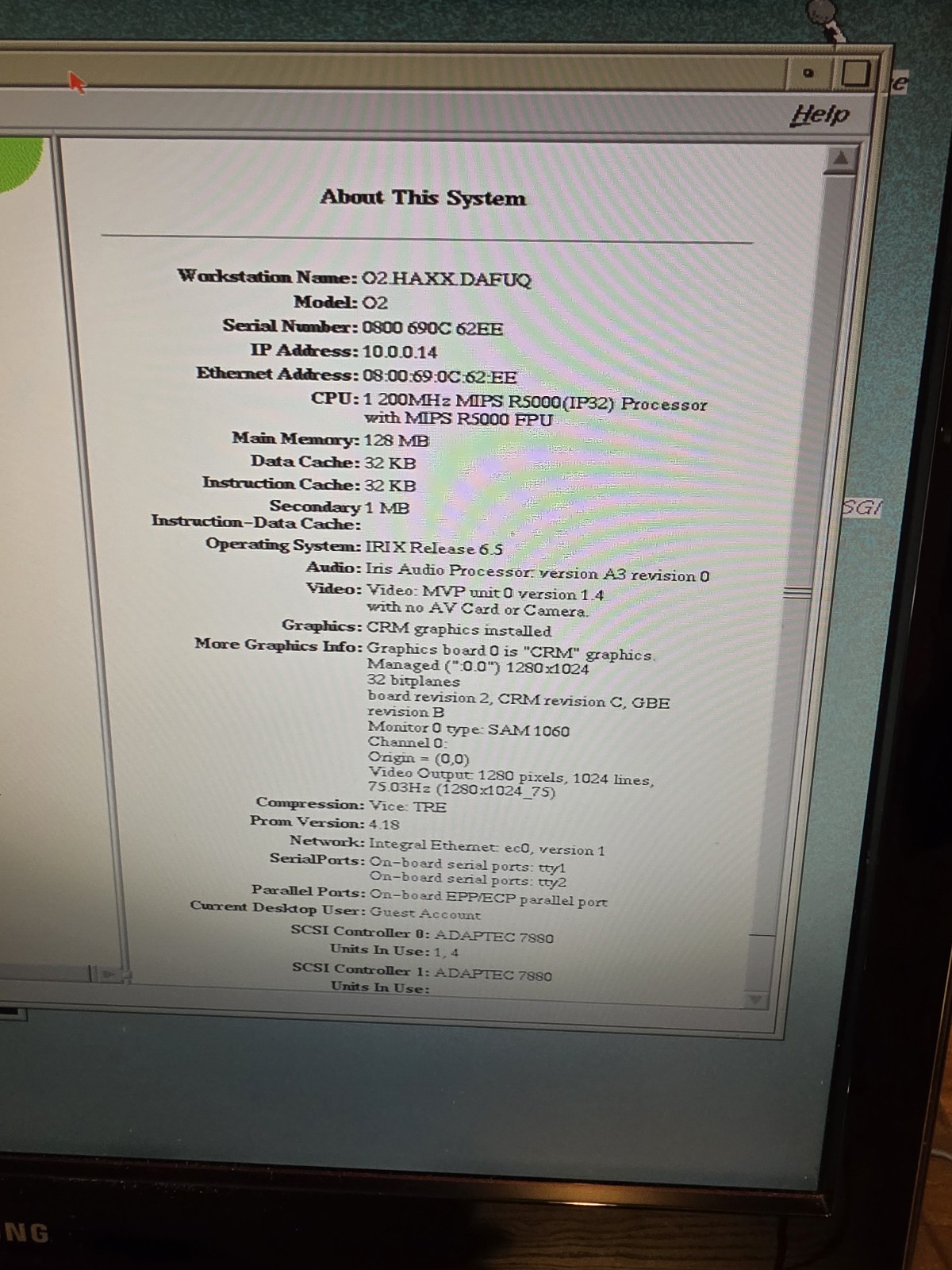 SGI Silicon Graphics O2 Workstation R5000 200MHz 128MB