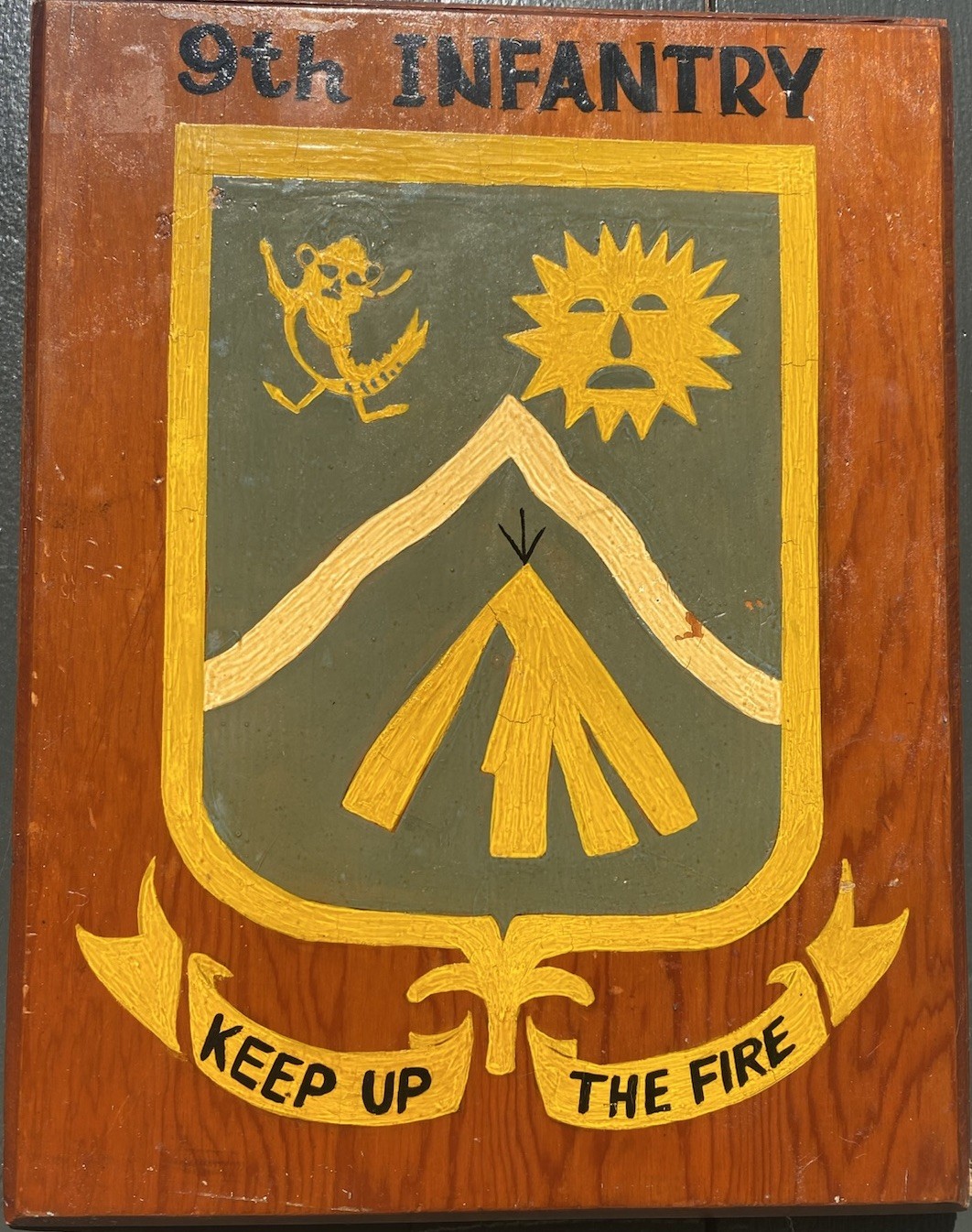 Vintage U.S. Army 9th Infantry & Chaplain Corps Wood Plaques Manchu