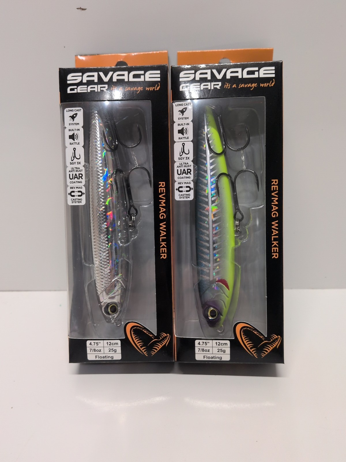 LOT OF 2 Savage Gear RevMag Walker Topwater Floating Walking Bait  4.75" (850)