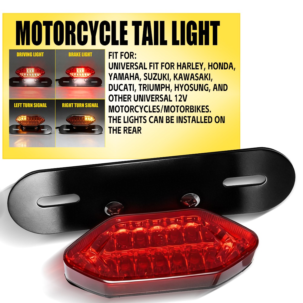 Universal Motorcycle Integrated Tail Light Turn Signal Brake License Bracket