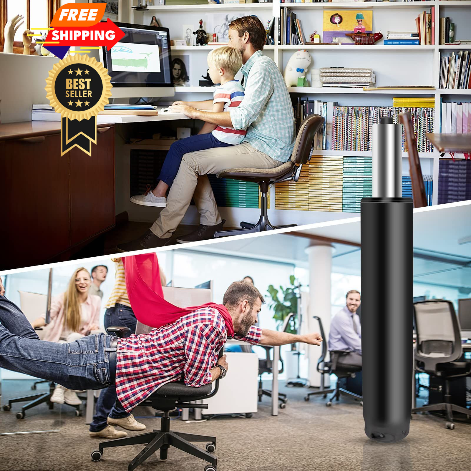 Omyoffice Office Chair Cylinder 1000 lbs, Premium Black
