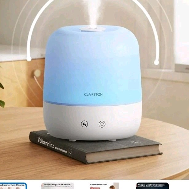 Clarston 2L Cool Mist Humidifier, Ultra-Low Noise, Auto Shut Off, 260 sq ft