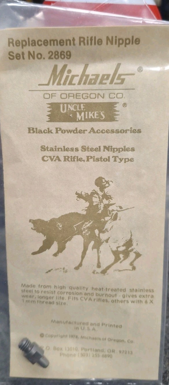 Nipples For CVA Rifle And Pistol.  Bx3