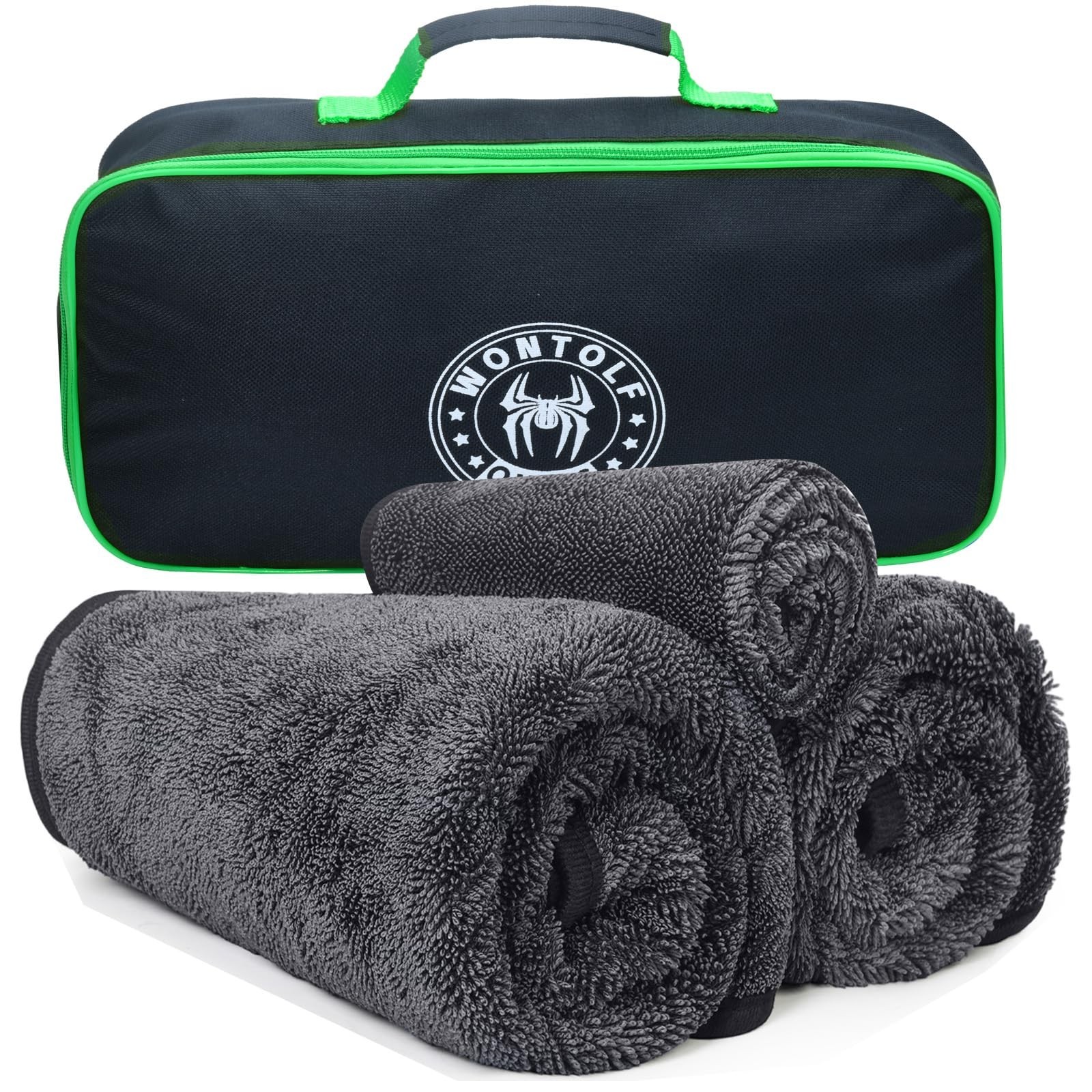 Wontolf Ultra Absorbent Car Drying Towels with Storage Bag, Extra Large Micro...