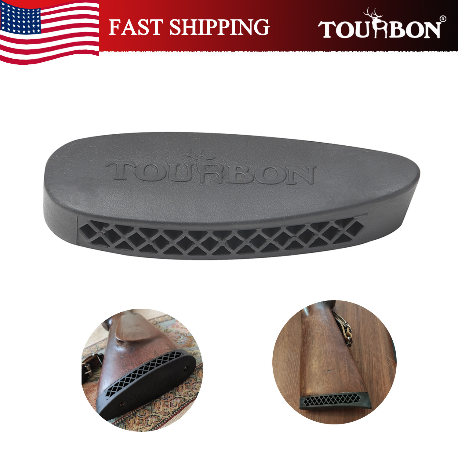 TOURBON Rifle/Shotgun Buttstock Bottom Rubber Recoil Pad Gun Anti-Slip Buttpad