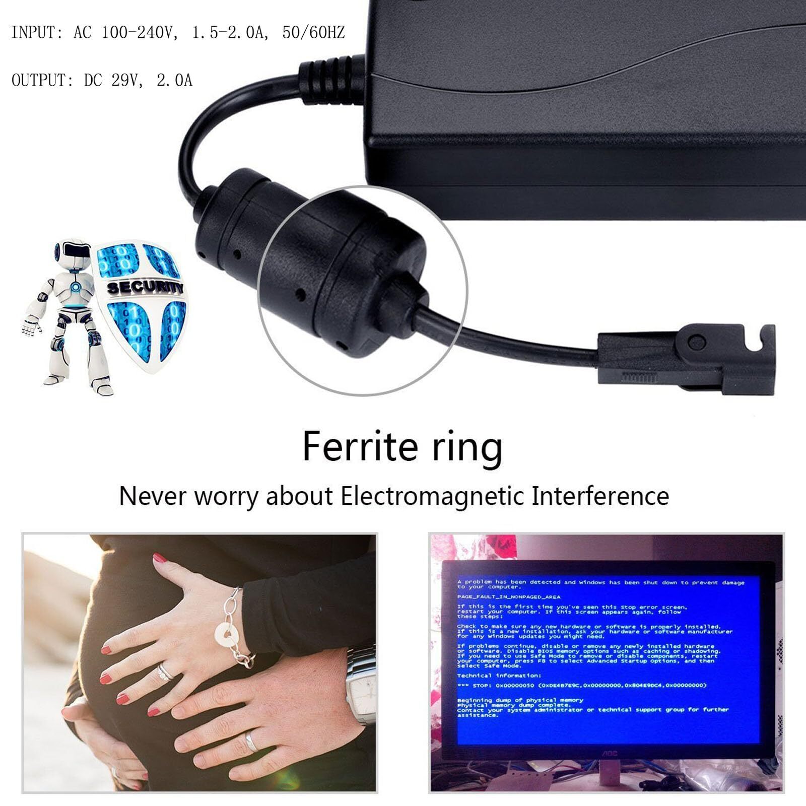 Universal Power Cord for Recliner Chair - 2-Pin Recliner Power Supply with