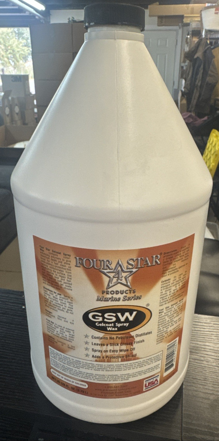 Gelcoat Spray Wax  1 Gallon, Boats, Cars, RV, Fiberglass ,Tubs, Spas, Repairs !!
