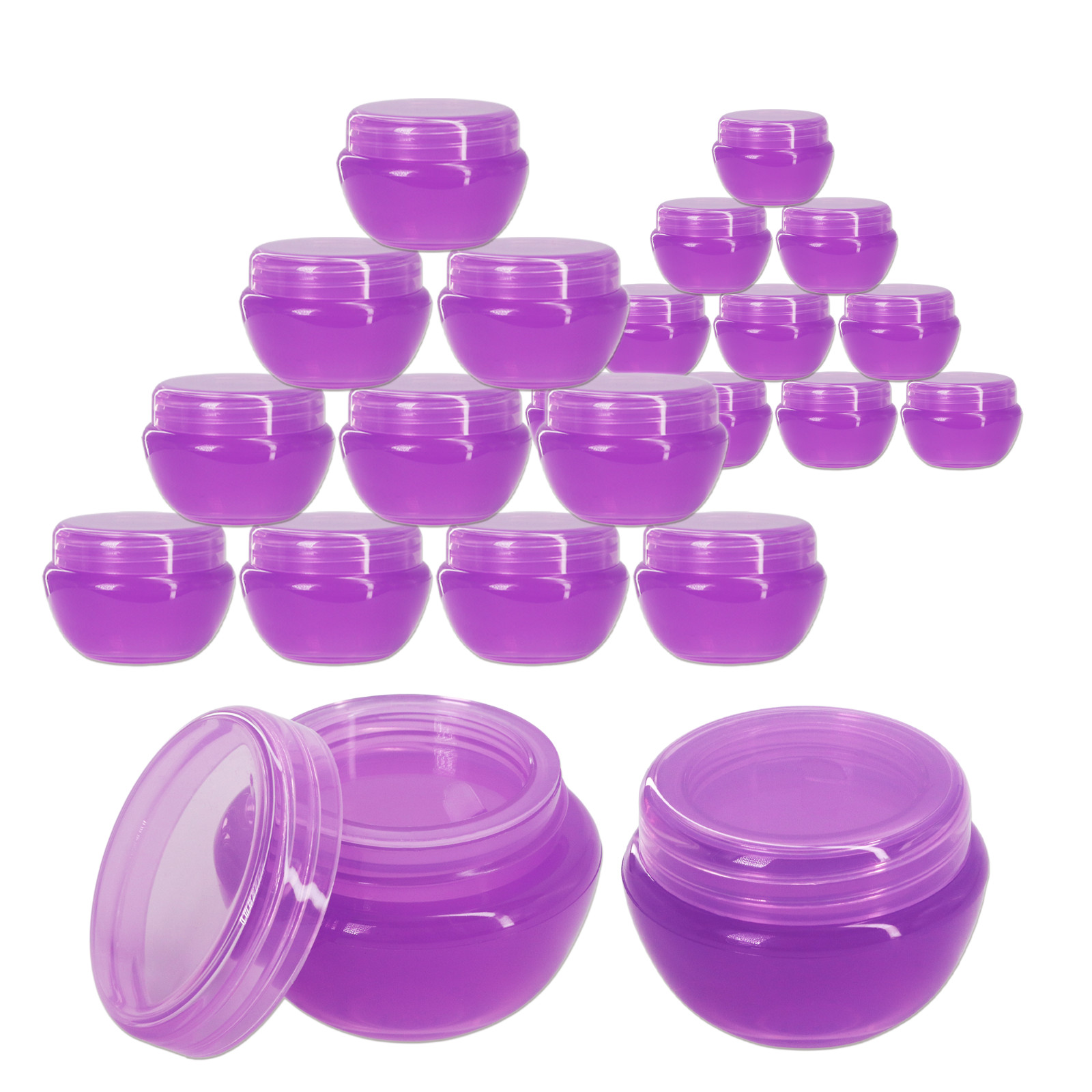 24 Pieces 10G/10ML Round Purple Cosmetic Sample Container Jars with Inner Liner