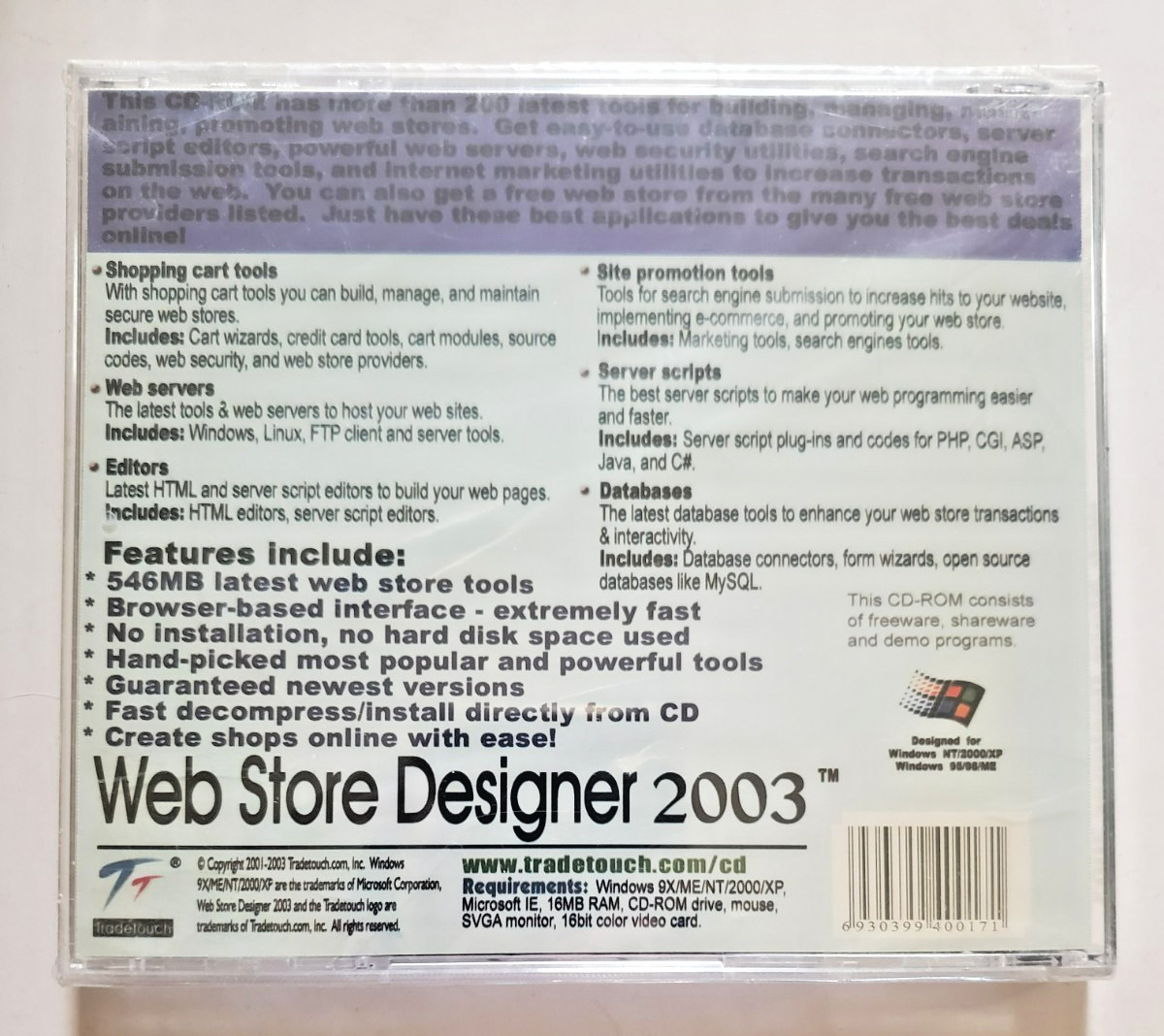 2003 Web Store Designer Professional Edition NEW Tradetouch.com "SEALED" CD#116