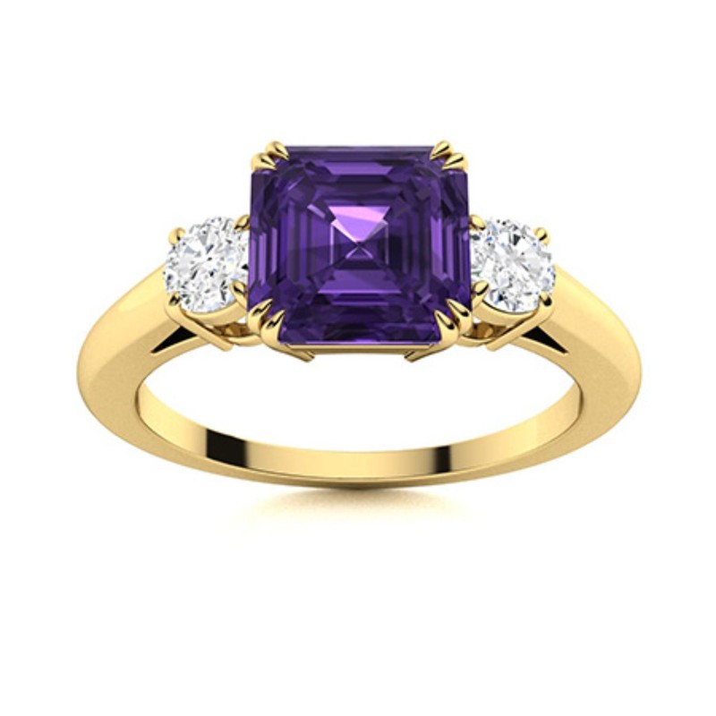 Natural Amethyst Prong Mother Solitaire Handcrafted Ring Sterling Silver