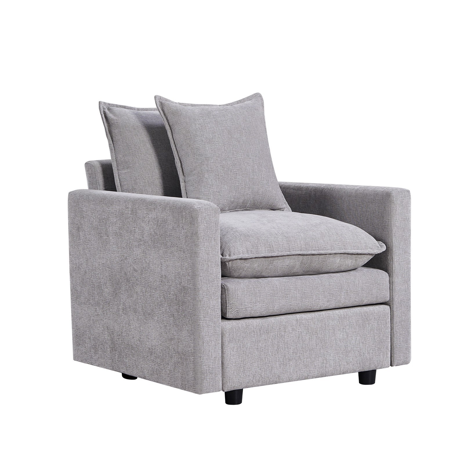Chenille Fabric Comfy Deep Single Seat Sofa Upholstered Reading Armchair