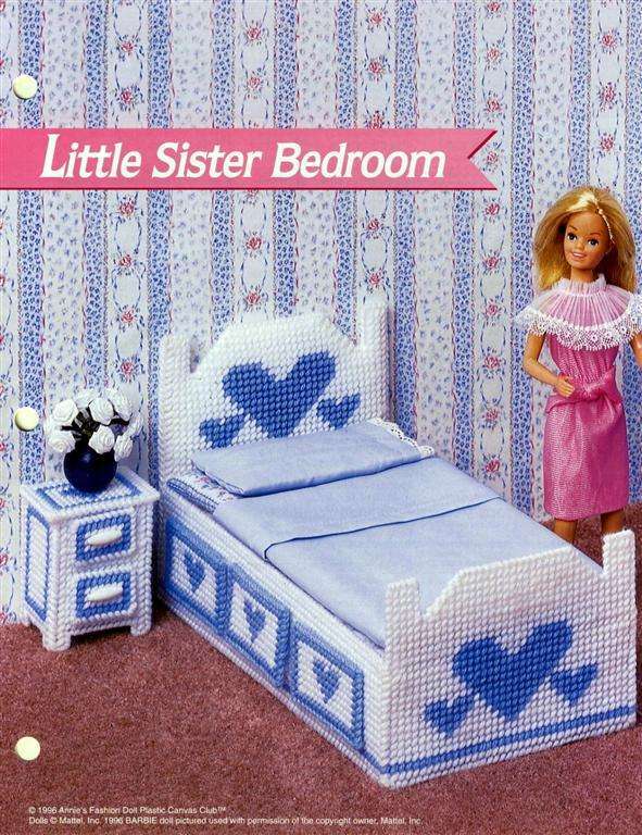 ANNIES FASHION DOLL LITTLE SISTER BEDROOM PLASTIC CANVAS DESIGNS
