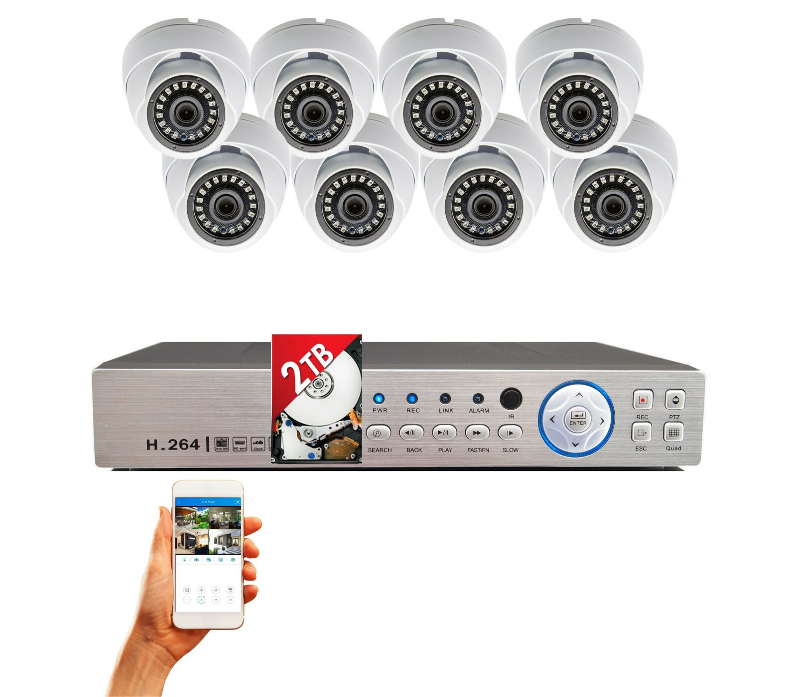 1080p 8 Camera Security Surveillance CCTV System with Easy Remote Access