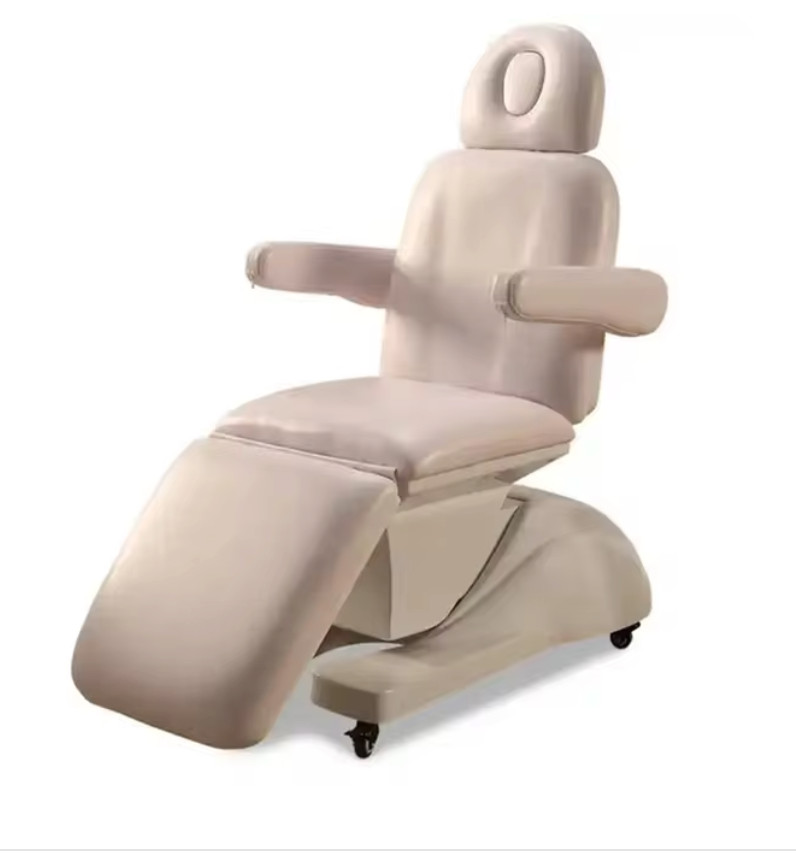 White 110V Electric Facial Bed 3Motor Massage Table Beauty Tattoo w/Remote,Wheel