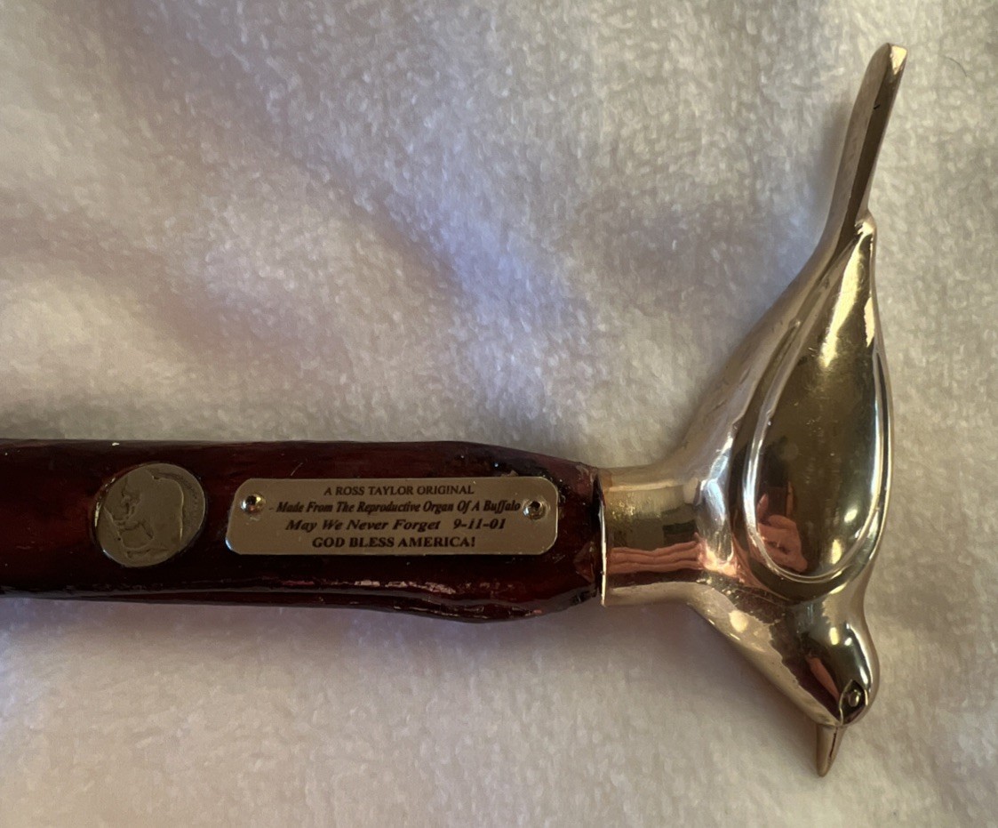Ross Taylor Buffalo Organ Walking Stick Brass Bird Handle 9/11 Commemorative