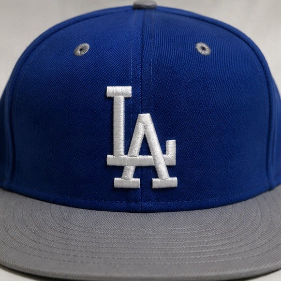 LA Dodgers Style Snapback Hat Blue Gray Adjustable Flat Brim Cap