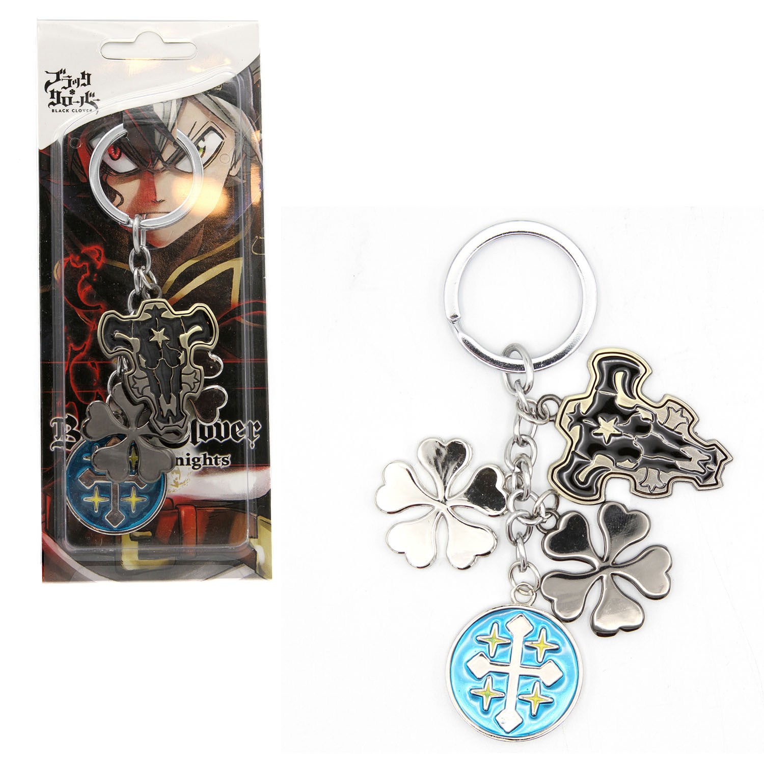 New Yuno Black Bull Set BLACK CLOVER 1 inch 4 Pcs. Keychain Burakku Kuroba