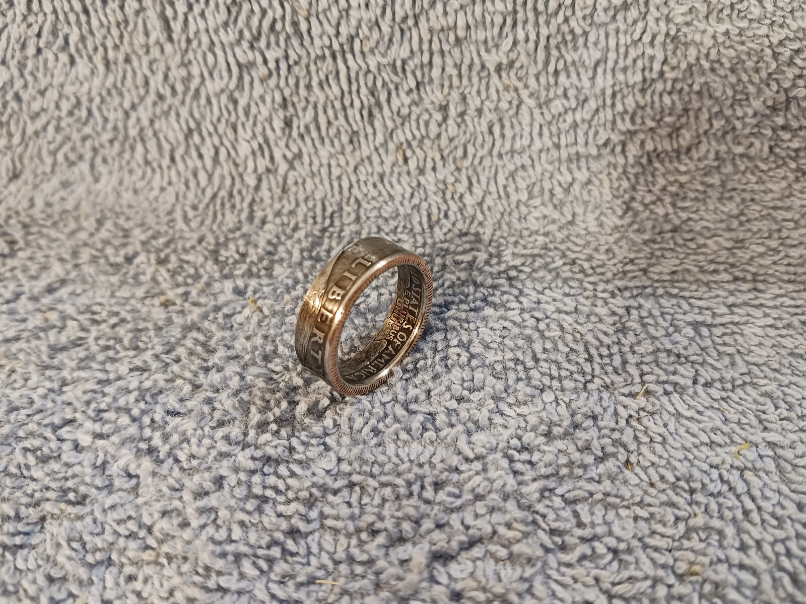 1994 Handcrafted Washington Quarters coin ring, size 6 1/2