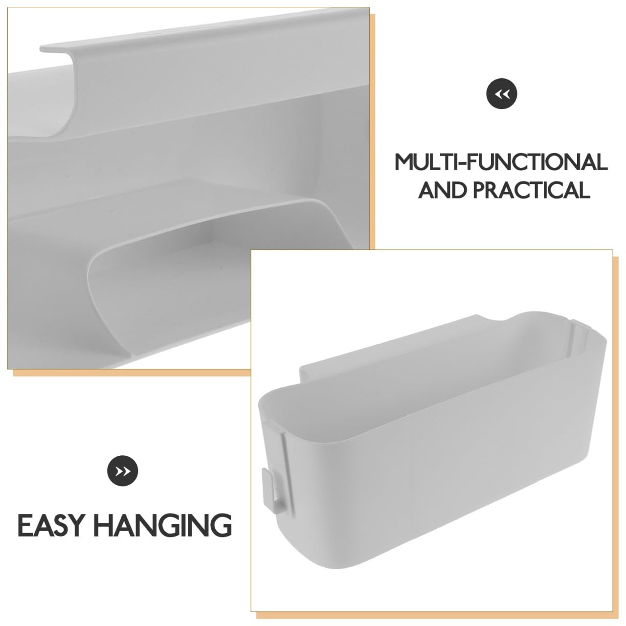Bedside Caddy for Dorm Bed, Plastic Bedside Hanging Organizer with Side Hooks...