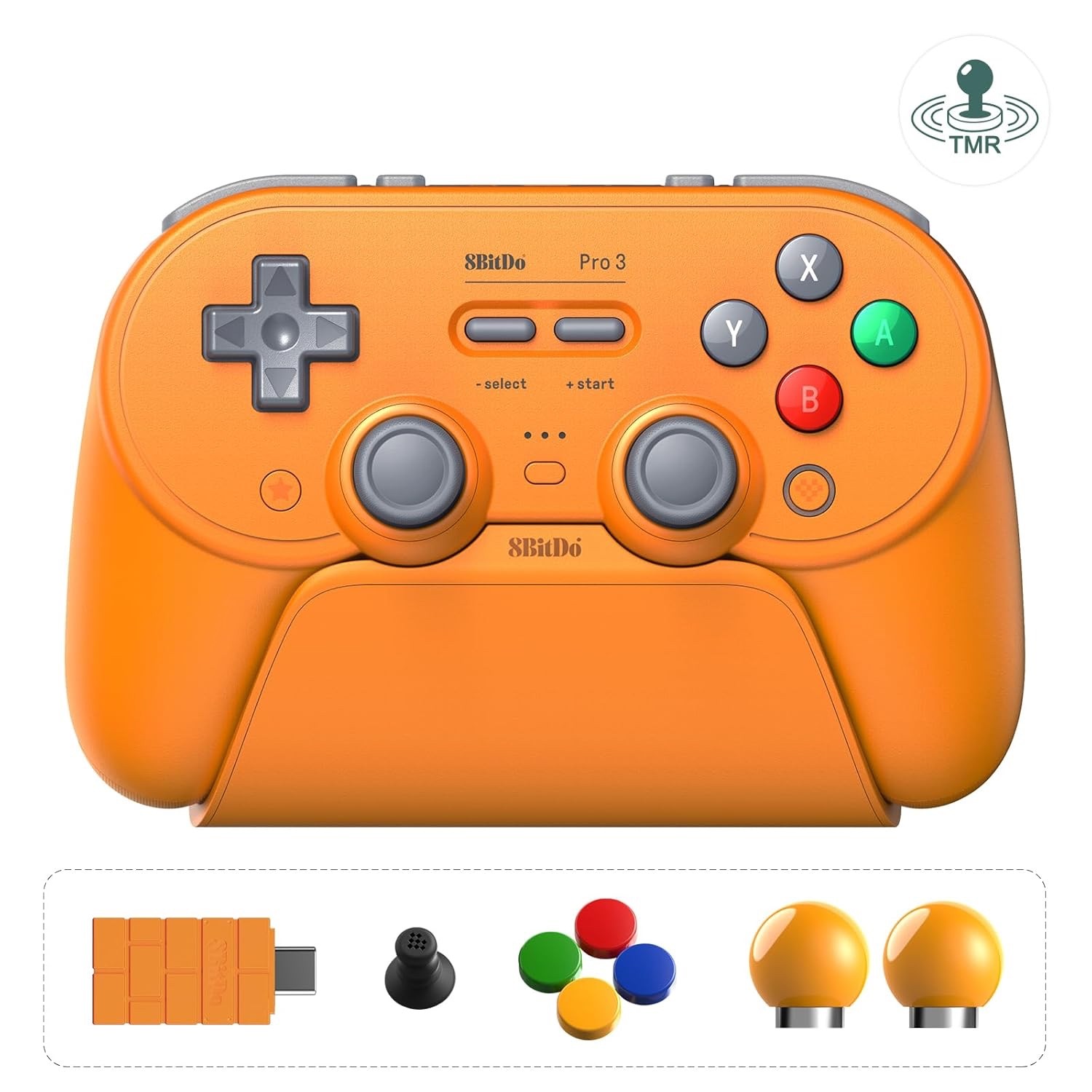 8BitDo Pro 3 Bluetooth TMR Hall Controller Switch PC SteamOS Android Orange