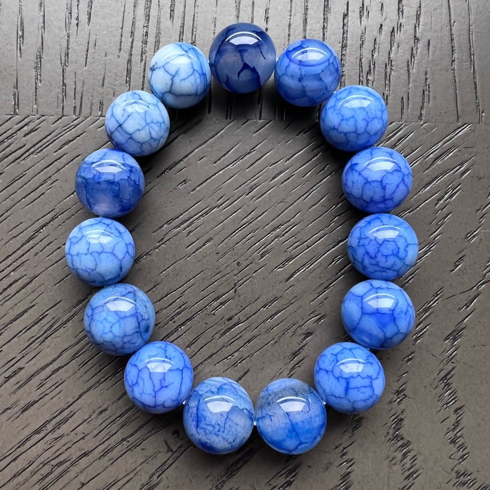 Dragon vein agate bracelet 14mm 6.5’