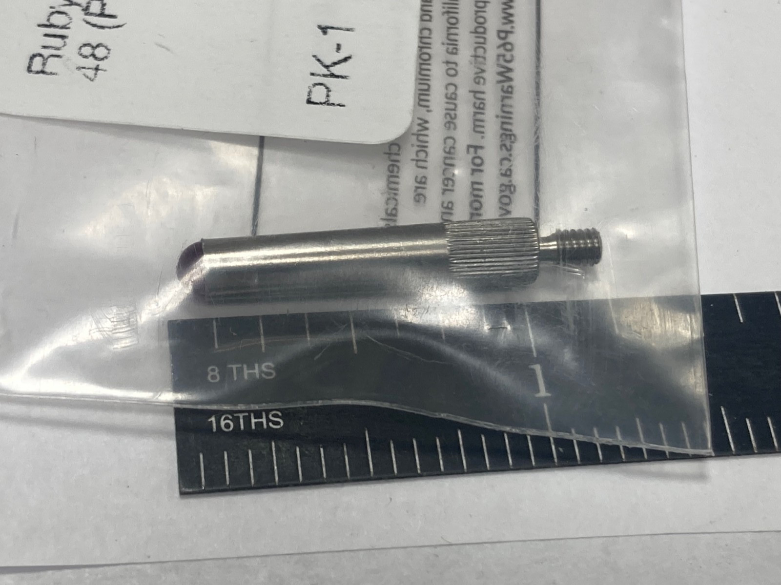 Ruby 4mm, Dial Indicator Contact Point, #4-48 Threads, Z7039