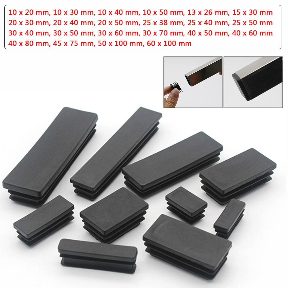 Rectangle Plastic Blanking End Cap Pipe Tube Insert Plugs Bungs 10x20mm-60x100mm