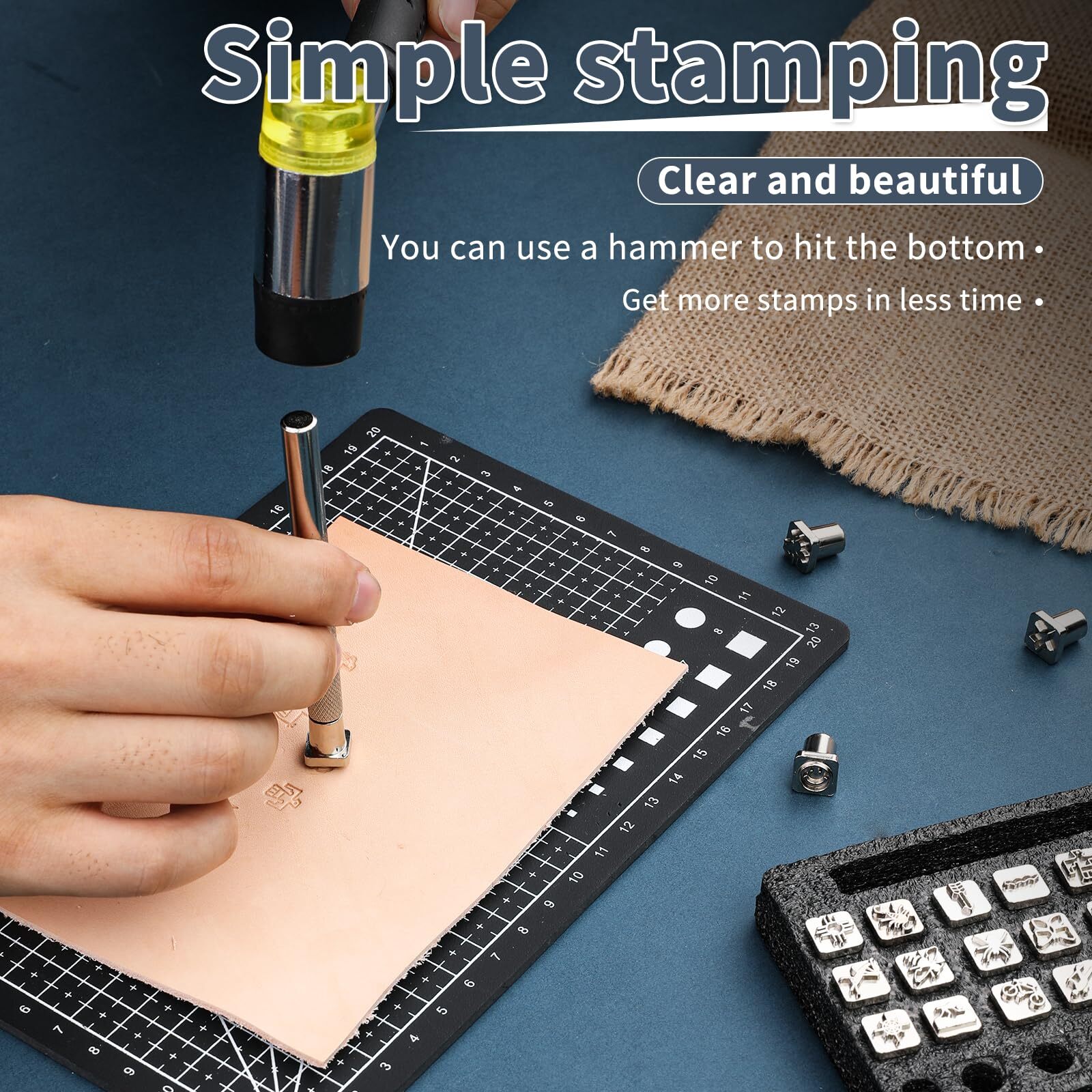 Leather Stamping Tool Set 33 Pieces 32 Patterns 1 Handle Quality Craft