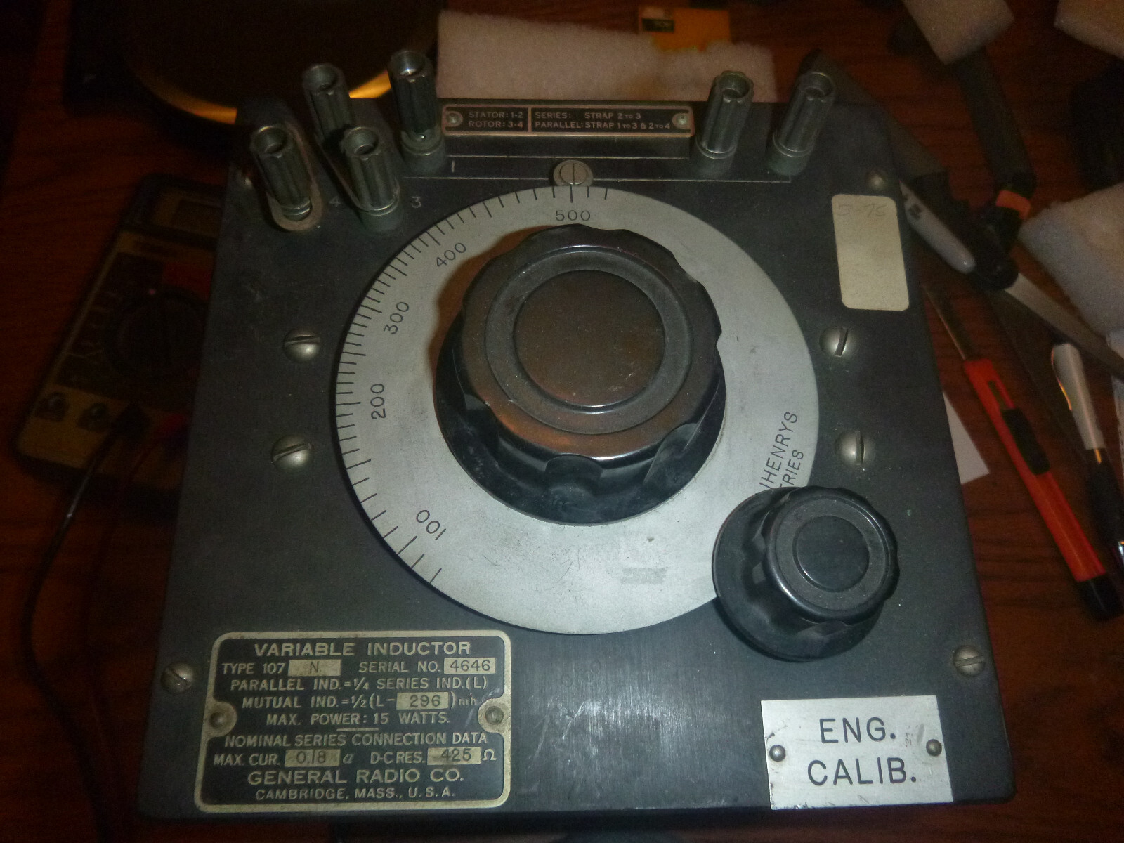 General Radio 107N Variable Inductor 100 to 500 mH
