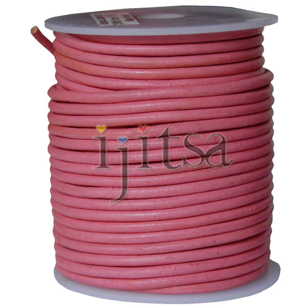3mm round pink genuine leather cord 5-yard section (spool is not included)