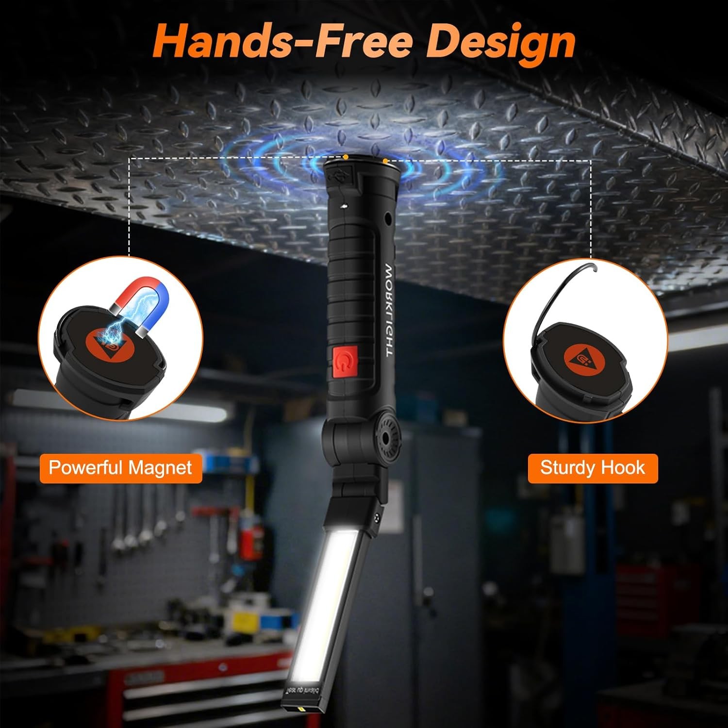 6xWork Light Rechargeable Garage Workshop LED Light Magnetic Mechanic Flashlight