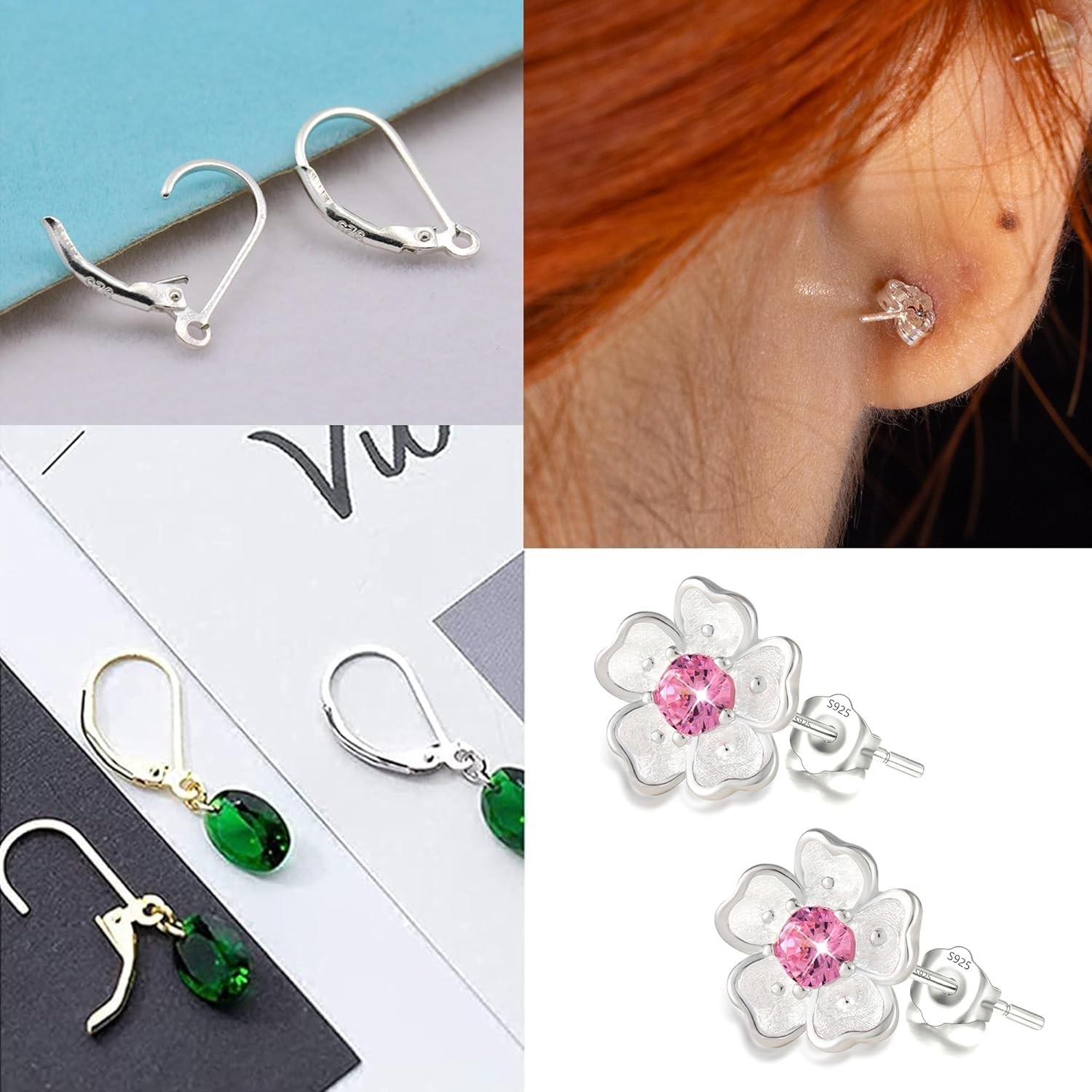 Elegant 16pcs Sterling Silver Dangle Hooks - Safe Hypoallergenic Earring Support