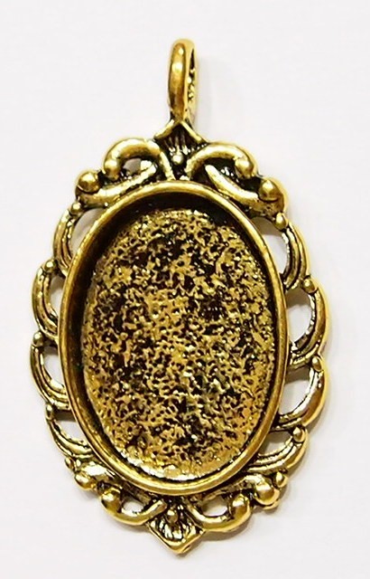 6 of 25x18mm Antique Gold Scalloped Scroll Pendant Setting 4 Cabochons 45x27mm