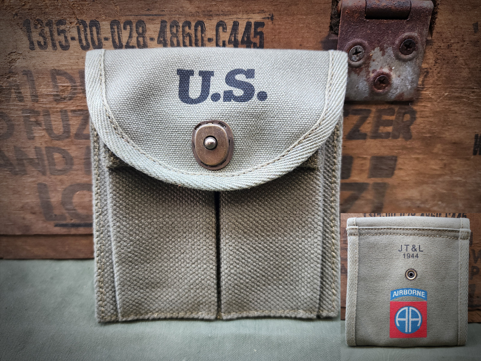 82nd Airborne M1 Carbine Buttstock Type Pouch OD Marked JT&L® 1944