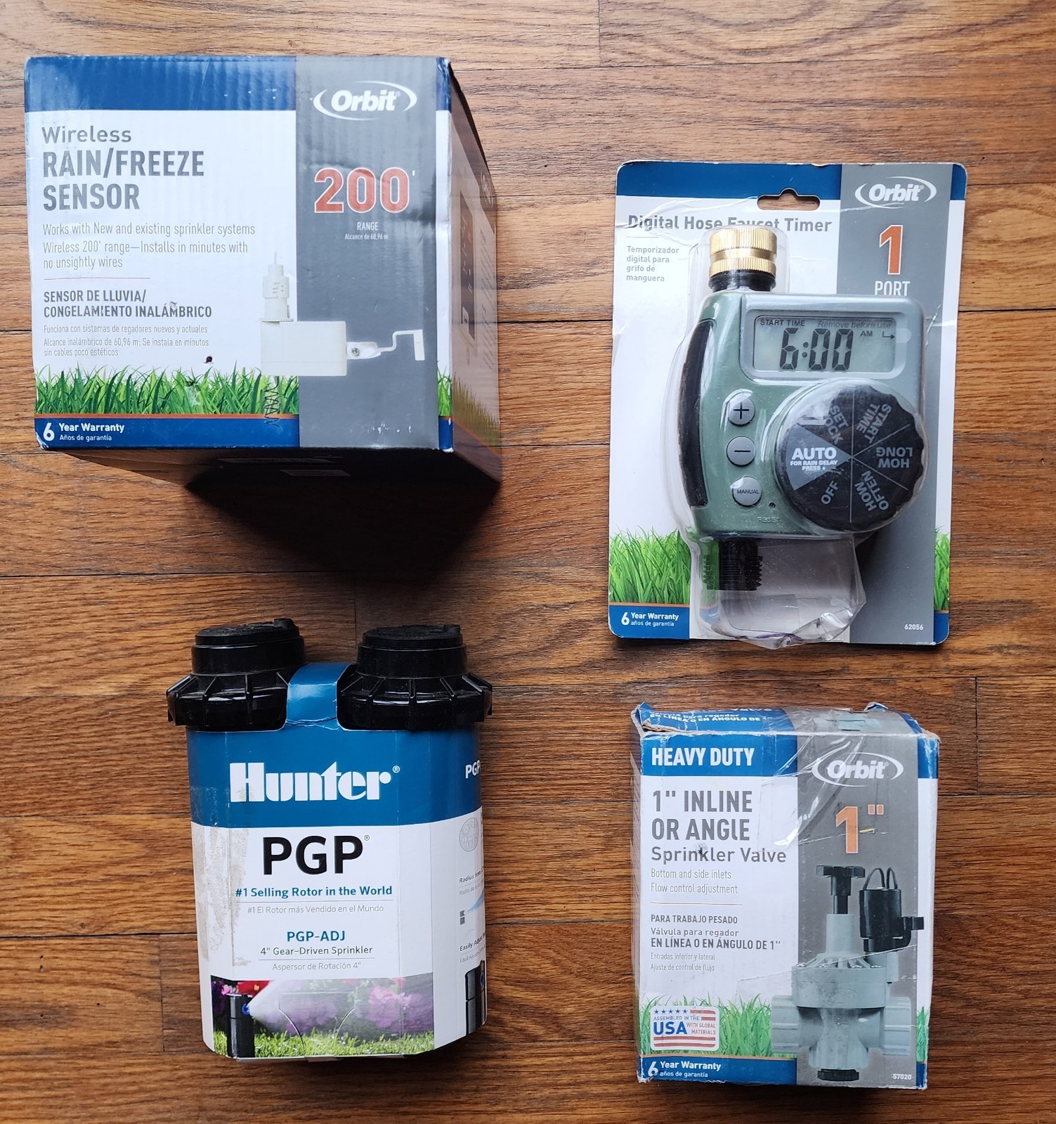 Orbit Lot of 4: Wireless Rain Freeze Sensor, 1" Inline Valve, Digital Timer + 1