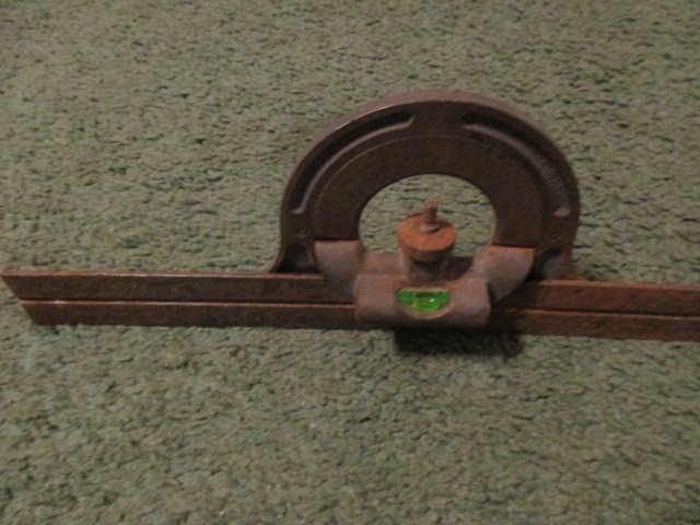 Vintage 12" Machinist Square Protractor w/ Rule + Level
