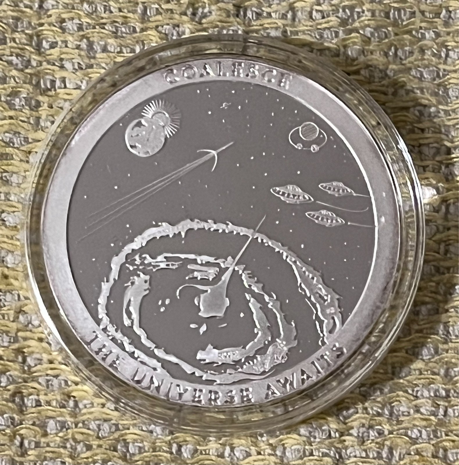 COALESCE 4 OF 5 THE UNIVERSE AWAITS CSW Capsule #205 One Ounce .999 Silver Round