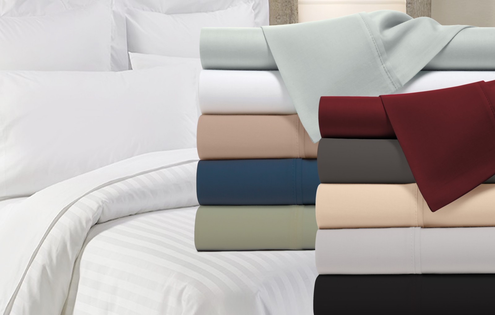 Park Avenue 300 Thread Count 100% Cotton Percale Sheets Set - 10 Colors