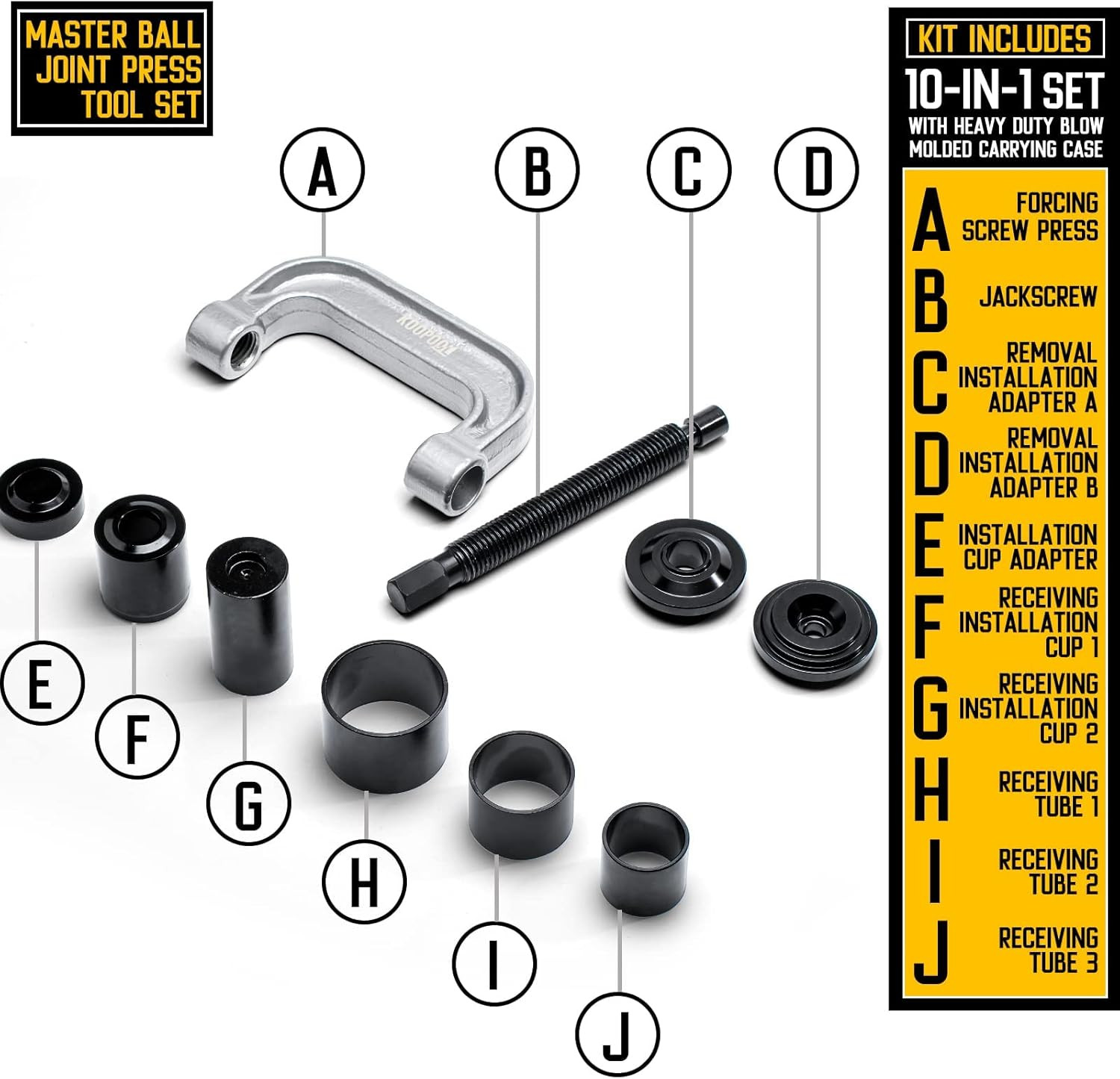 10 PCS Ball Joint Press & U Joint Removal Tool Kit for Suspension System Servic