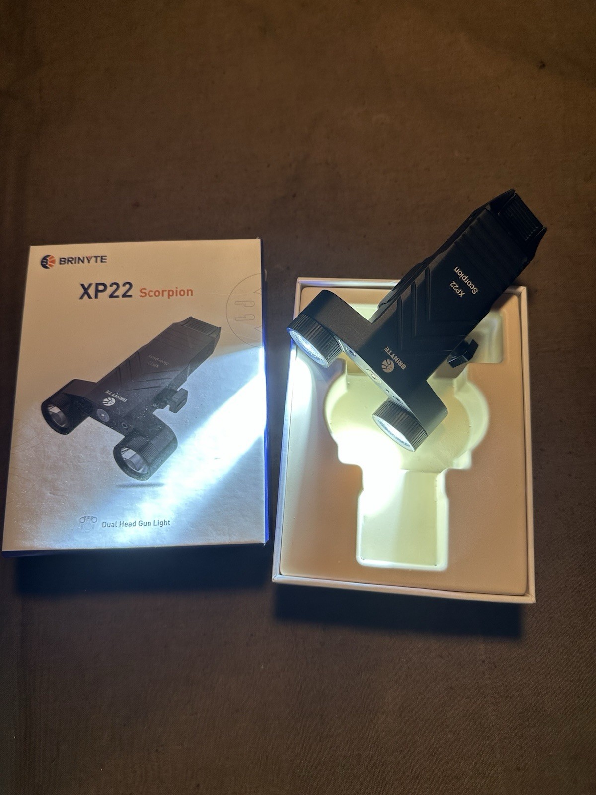 Brinyte XP22 Scorpion Tactical dual black low profile light